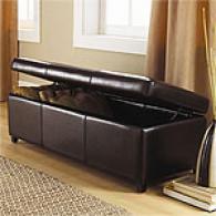 Lorraine Black Leather Storage Bench